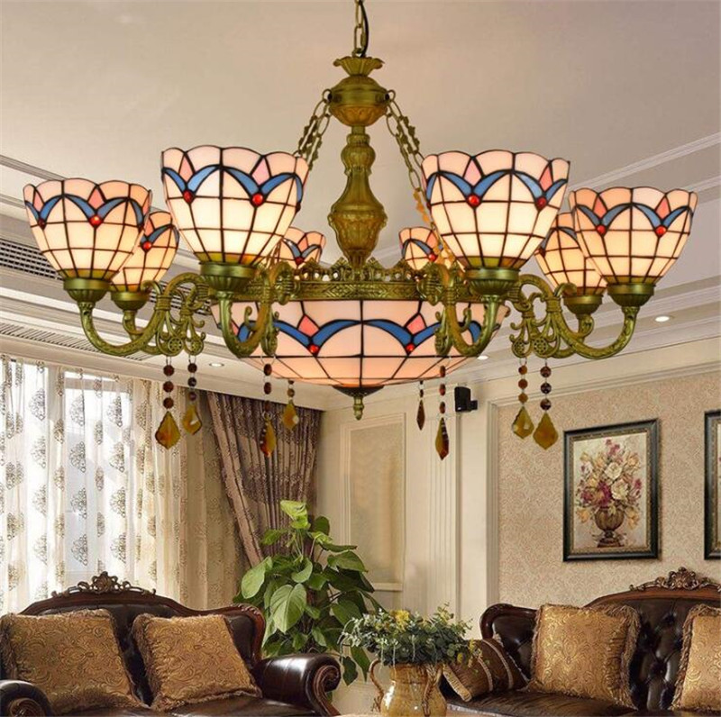 American simple pendant lamps featuring creative Tiffany stained glass designs for living rooms and bedrooms, model TF024