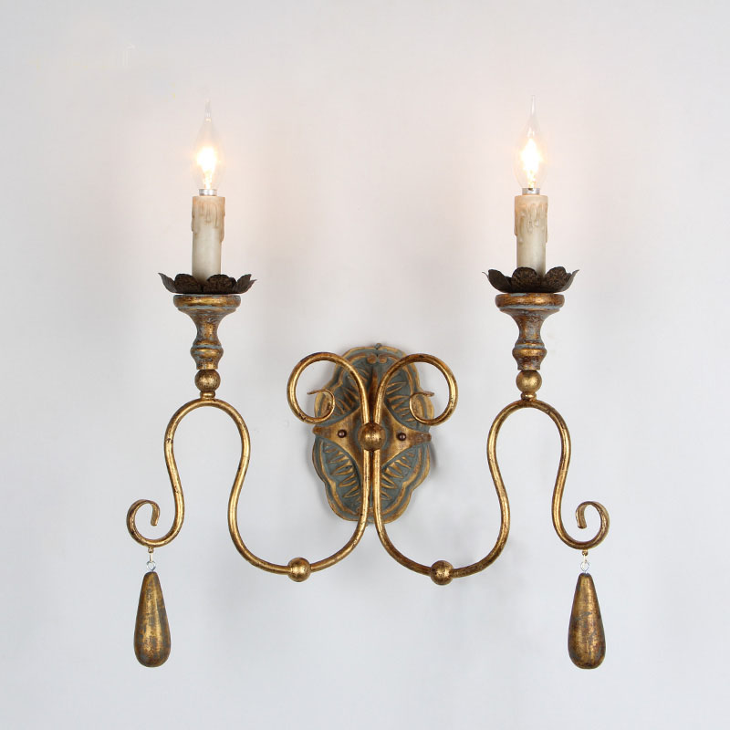American vintage wall lamps for living room decor, retro bedside sconces with nostalgic bar-style lighting