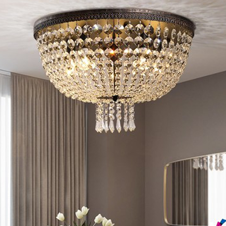 American vintage-style LED ceiling lights for country homes, round fixtures ideal for bedrooms, living rooms, and parlors