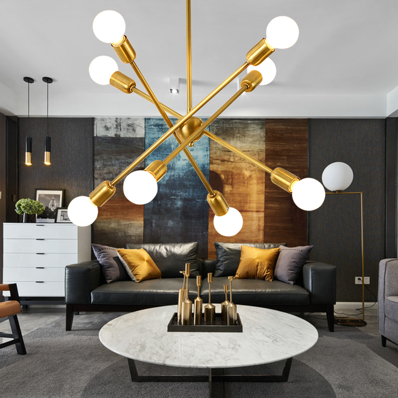 American-style copper LED pendant light with modern branch design, E27 base, 4W pure white bulb, includes free shipping