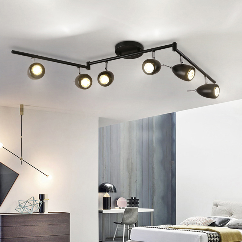 American-style wall spotlights for clothing stores featuring LED track lighting with a simple, creative design suitable for modern Nordic living rooms, including ceiling lights with long pole rail spotlights