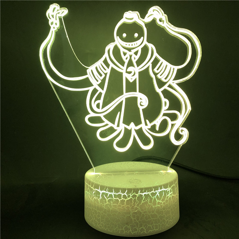 Anime Korosensei 3D LED nightlight for kids' room decor, a manga-inspired gift lamp