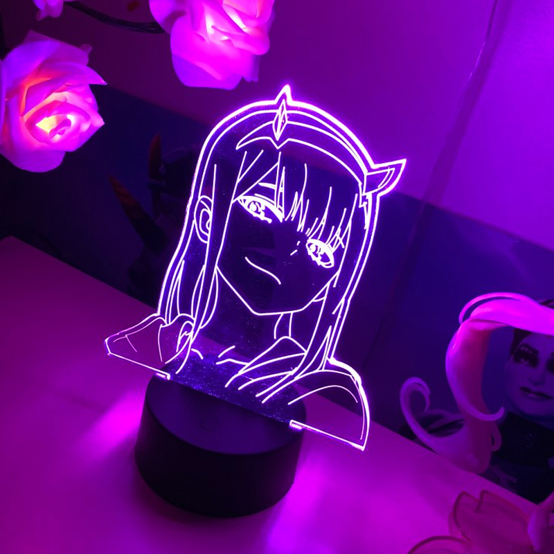Anime Zero Two 3D night light for kids' bedroom, a manga-themed gift lamp
