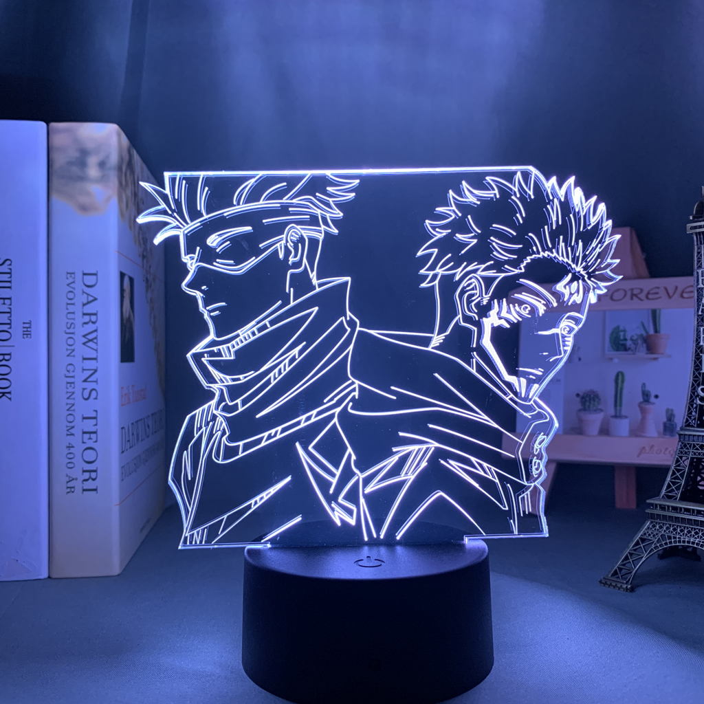 Anime-themed LED night light featuring Satoru Gojo and Yuji Itadori from Jujutsu Kaisen, perfect for room decor and birthday gifts