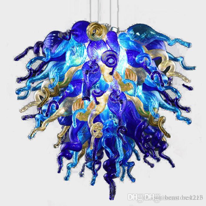 Antique AC 110v/240v LED ceiling chandelier with hand-blown glass crystals for home decoration