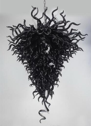Antique Murano chandelier featuring vintage black blown glass, ideal for dining room decor