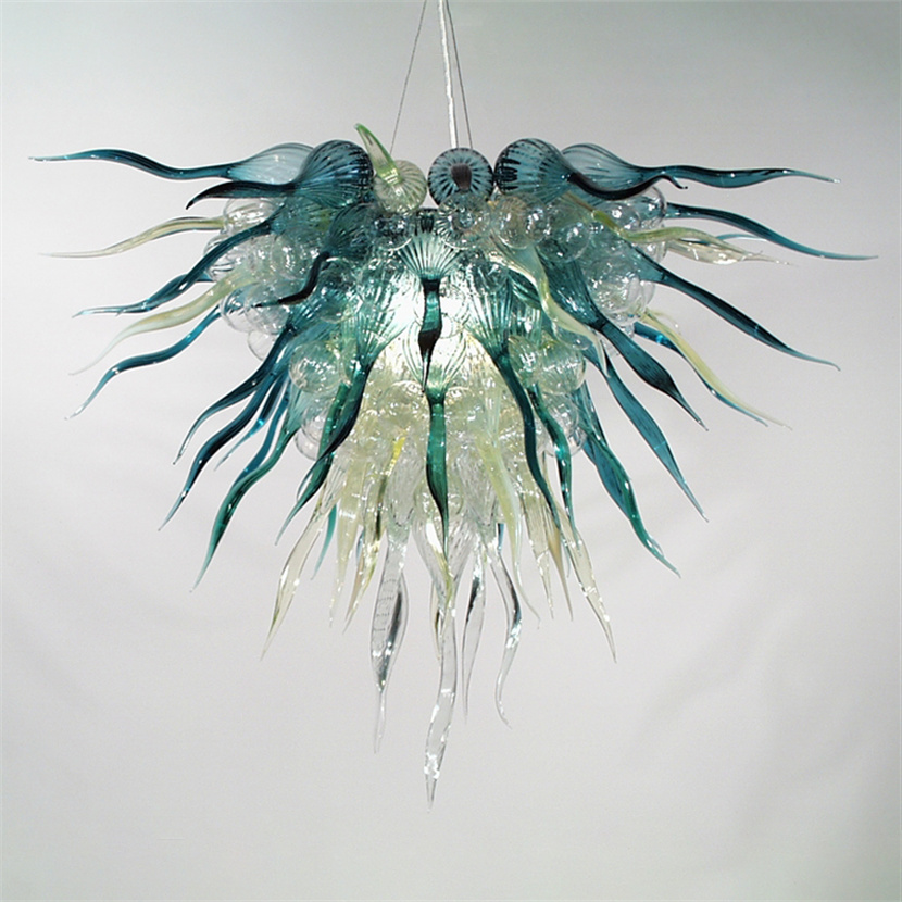 Art Deco 24x24 Inch LED Chandelier with Hand-Blown Multi-Colored Glass for Nordic Home Lighting