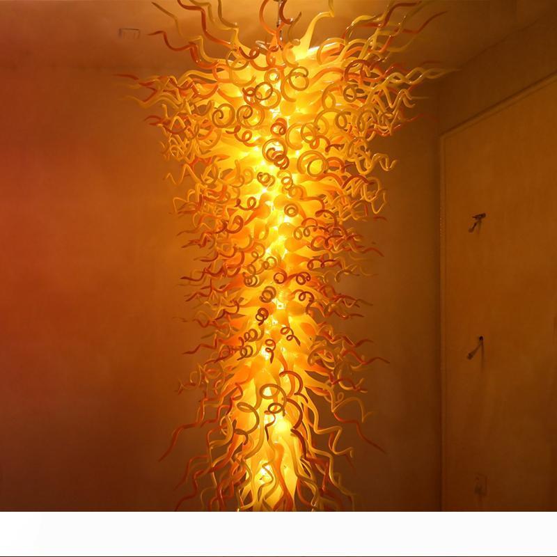 Art Deco hanging lamp with LED lighting, handcrafted glass for stylish interiors in hotels and homes