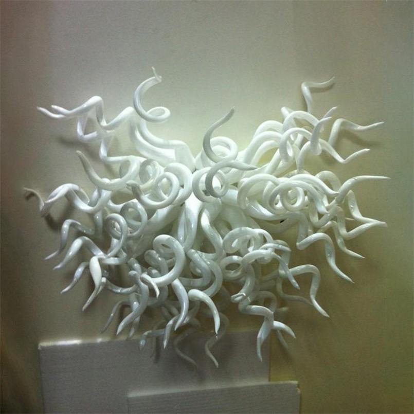 Art Deco Italian Murano lamp with energy-efficient LED lighting, antique-inspired white hand-blown glass wall sconce measuring 20x16 inches
