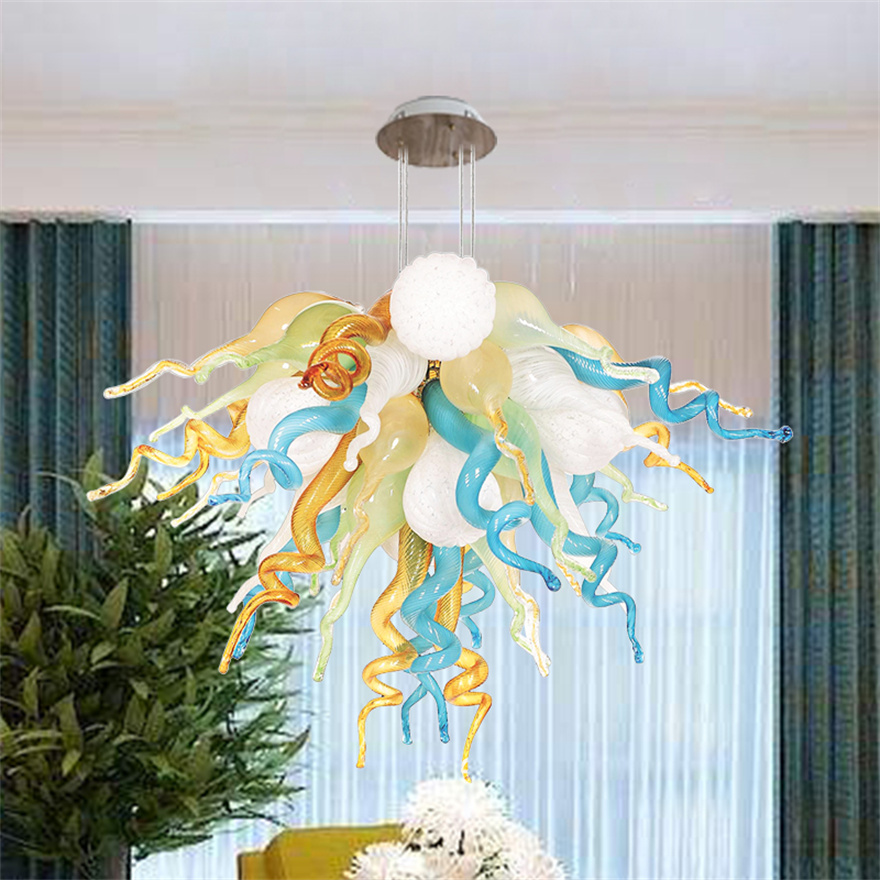 Art deco style LED pendant lamps with hand-blown glass for elegant living room lighting