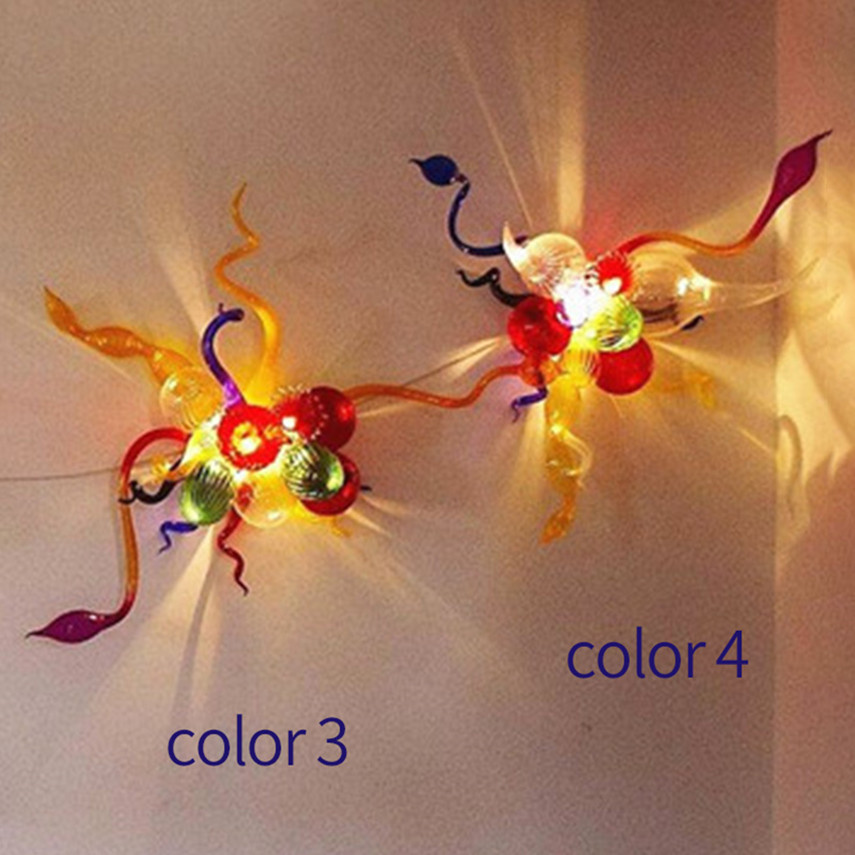 Art Deco-inspired handcrafted multicolor LED glass wall lamps for home decor, measuring 30cm wide and 40cm tall