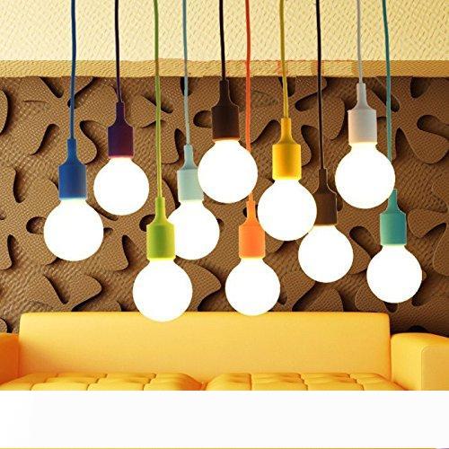 Art Silicone Home Ceiling Pendant Lamp Light Bulb Holder Hanging Fixture base Socket American Modern retro single head Colorful