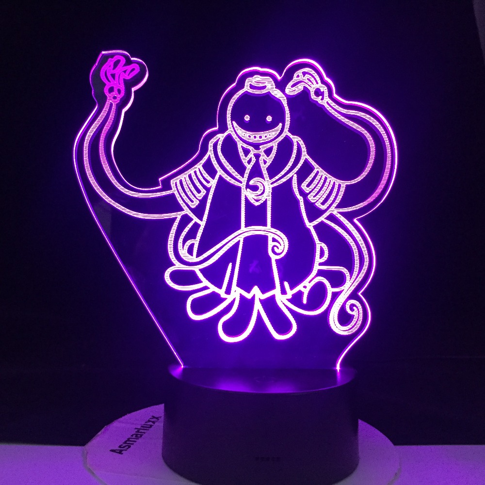 Assassination Classroom Koro Sensei night light for kids' room decor, anime-themed 3D table lamp gift