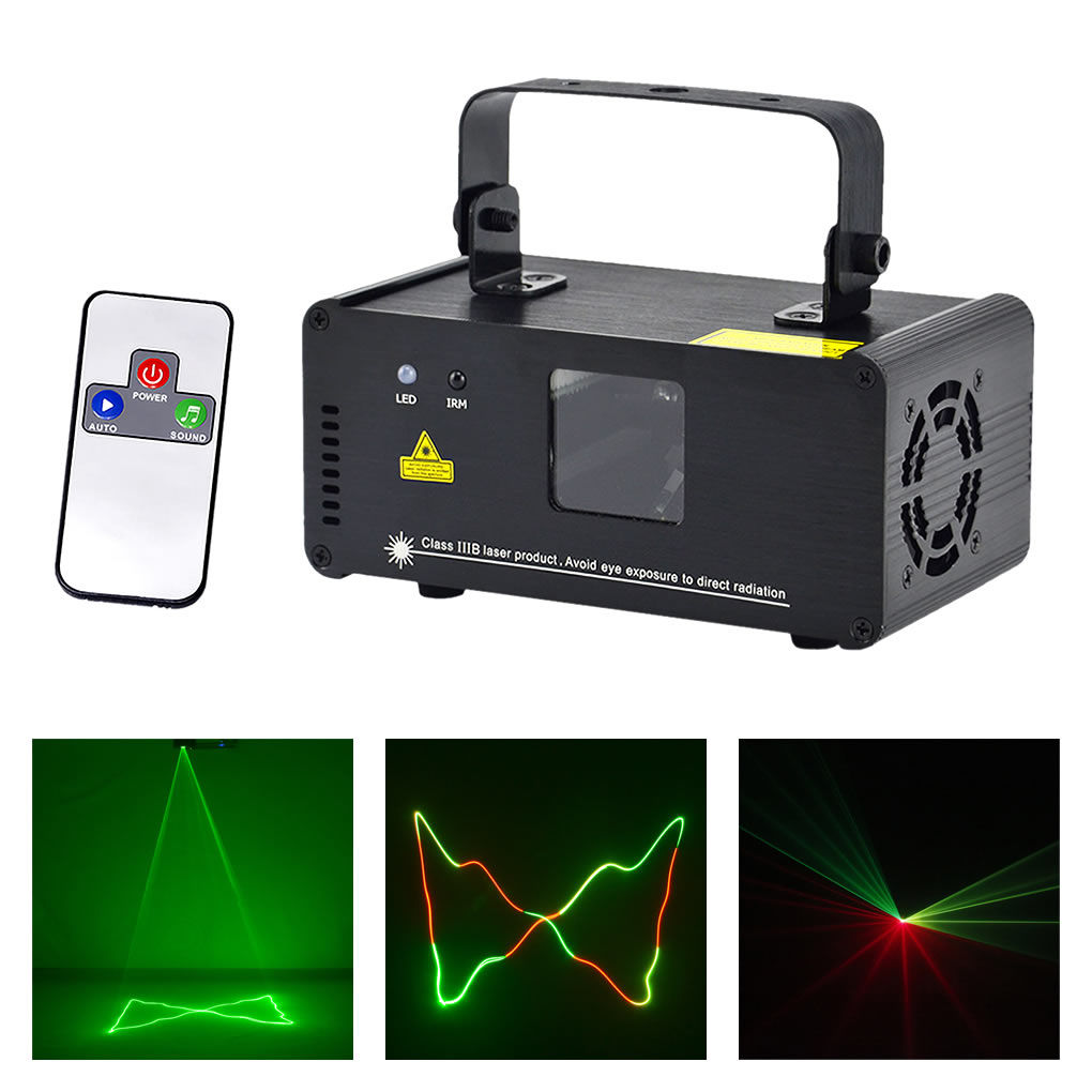 AUCD IR Remote 200mW RGY Laser Stage Lighting with 8-channel DMX 512 control, professional DJ party KTV projector equipment