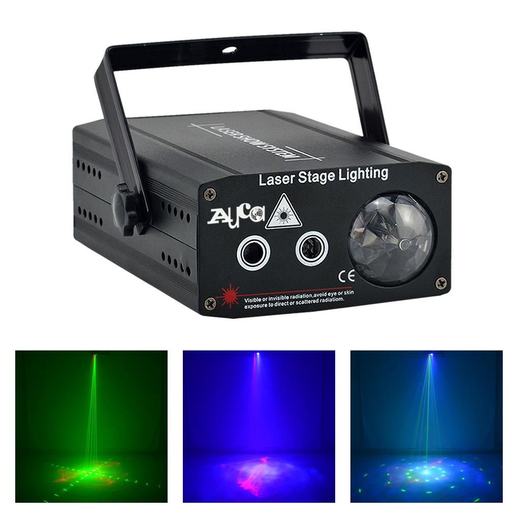AUCD Mini 2 Lens featuring RG laser gobos for dynamic red-green-blue light mixing in DJ, party, wedding and stage lighting