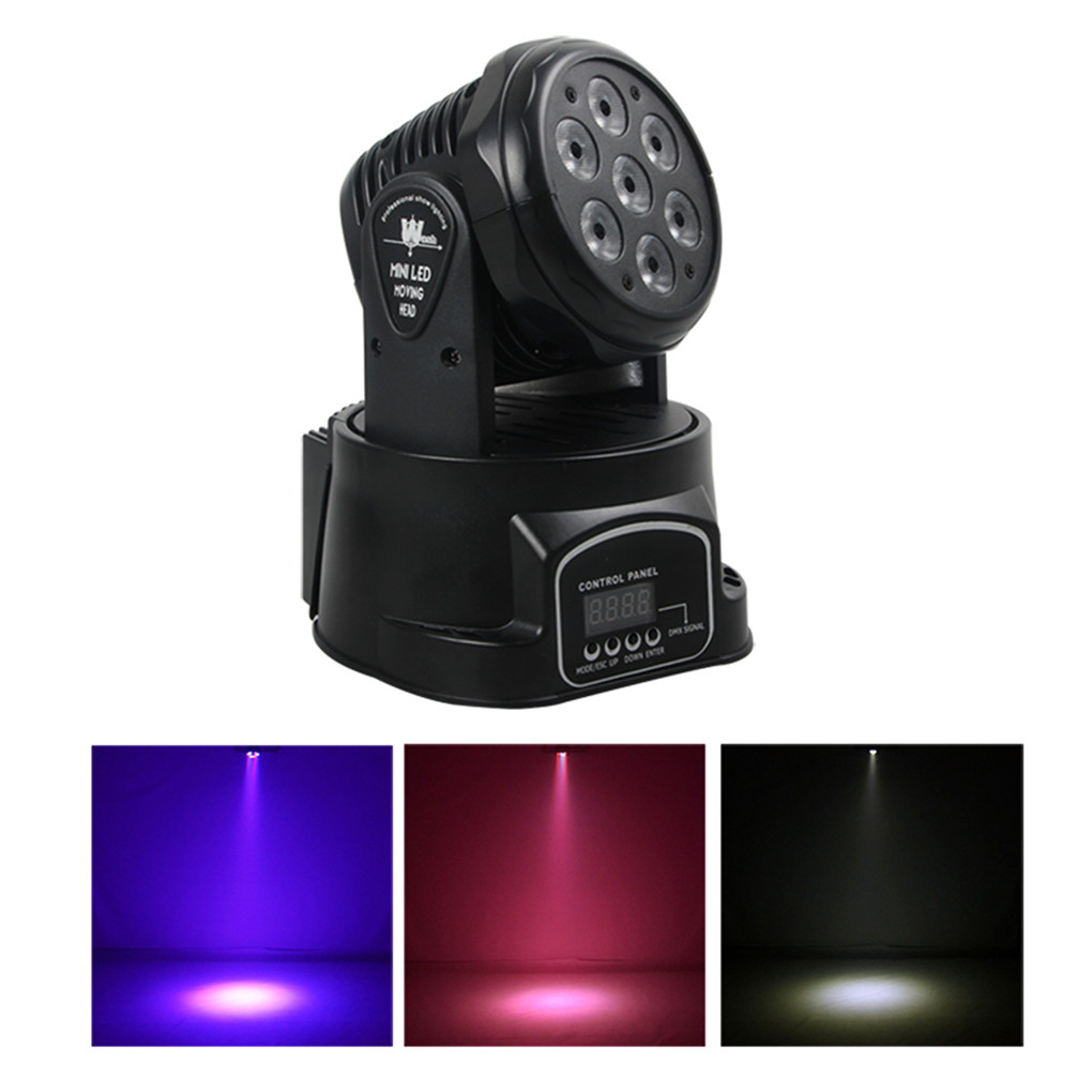 AUCD Mini 4-in-1 RGBW LED DMX moving head light for KTV bars, weddings and stage performances with 7-color spotlight and par light effects