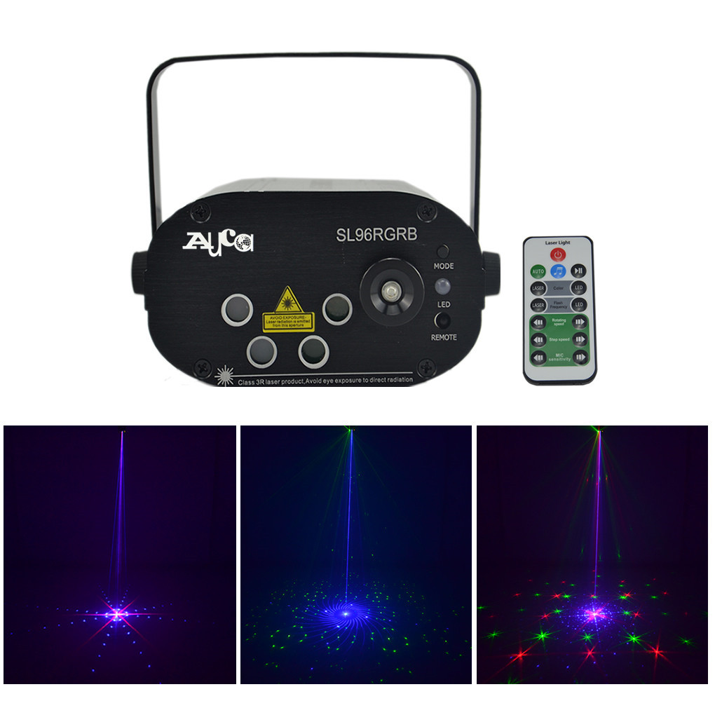 AUCD Mini 96 RGB Gobos 4 Laser Mixed Blue LED Adjust Speed Stage Lighting DJ Home Party Show Wedding Projector Lights SL96RGRB
