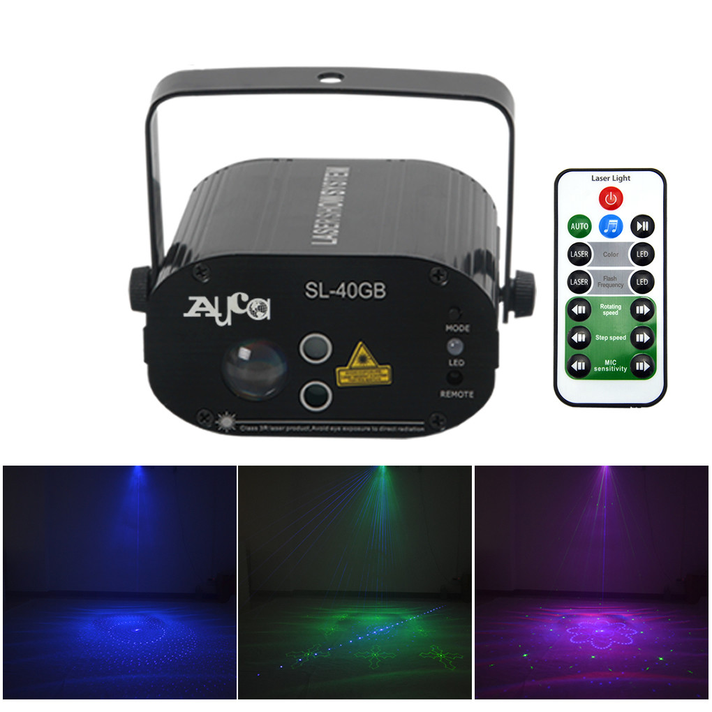 AUCD Mini AC110-240V Green Blue LED Lights with IR Remote and Voice Control for Holiday Decorations, DJ Parties, and Stage Lighting