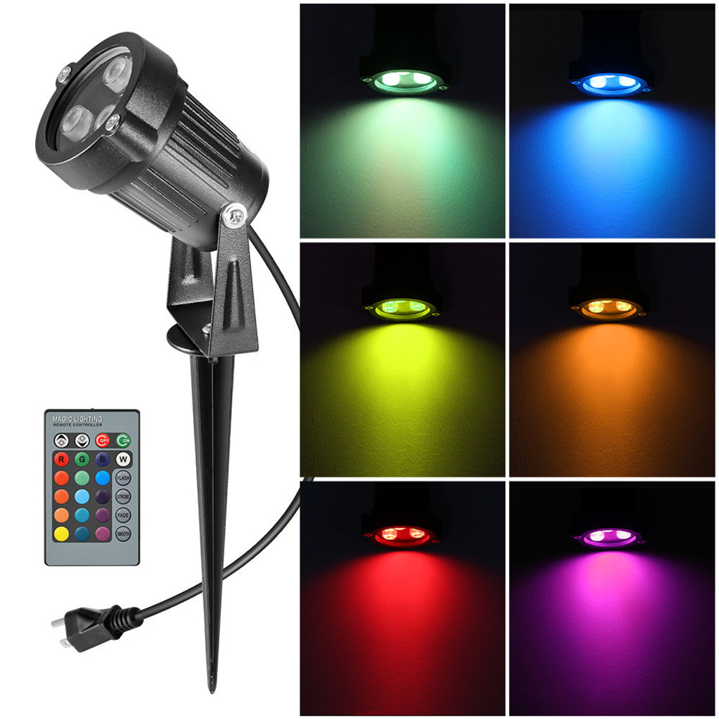 AUCD Remote Mini 6W RGB LED Lawn Lights for Outdoor IP65 Waterproof Landscape Spot Lighting GO-L01-RGB