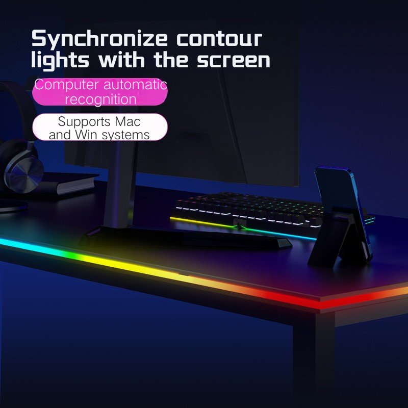 Automatic Syncing Contour RGB LED Strip - Compatible with Windows/Mac, Features Dream Colors and Silky Soft Silicone Material (2.3 Meters)-LK