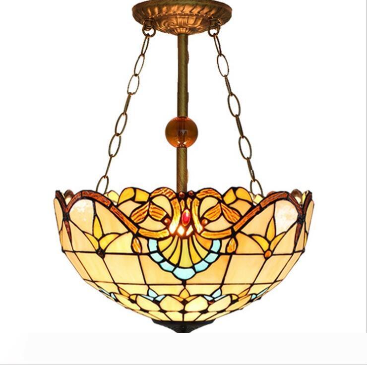 Baroque-inspired Tiffany pendant lamp featuring stained glass and vintage design, ideal for dining and living spaces
