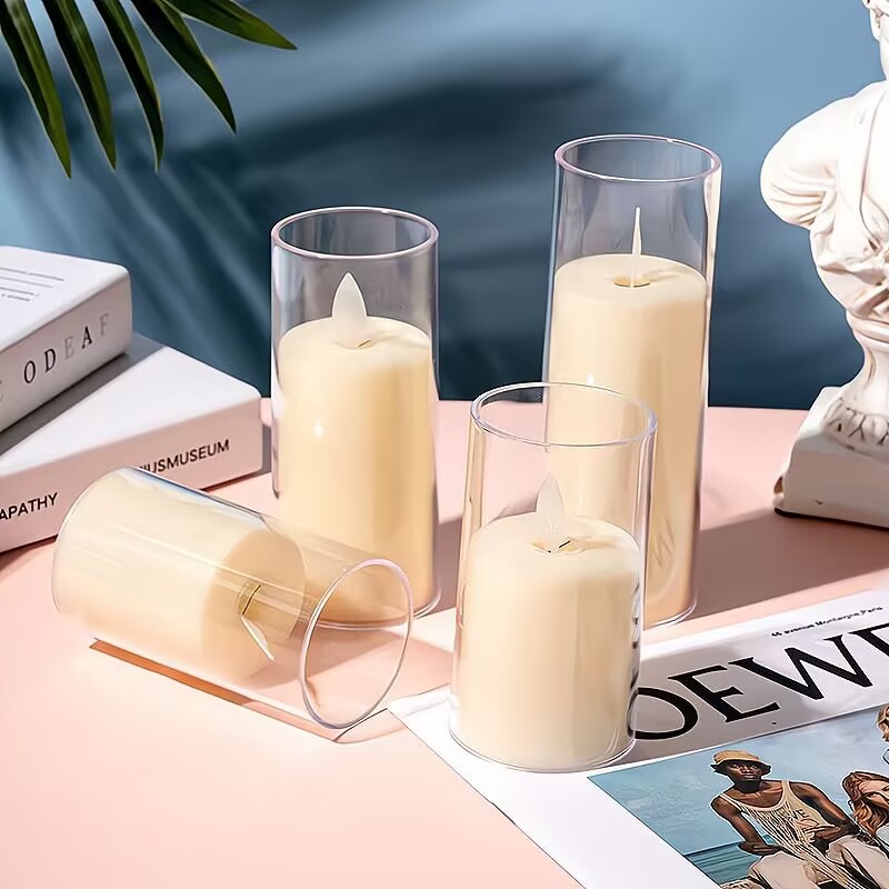 Battery-free acrylic LED candle lamp with warm glow for weddings and home decor