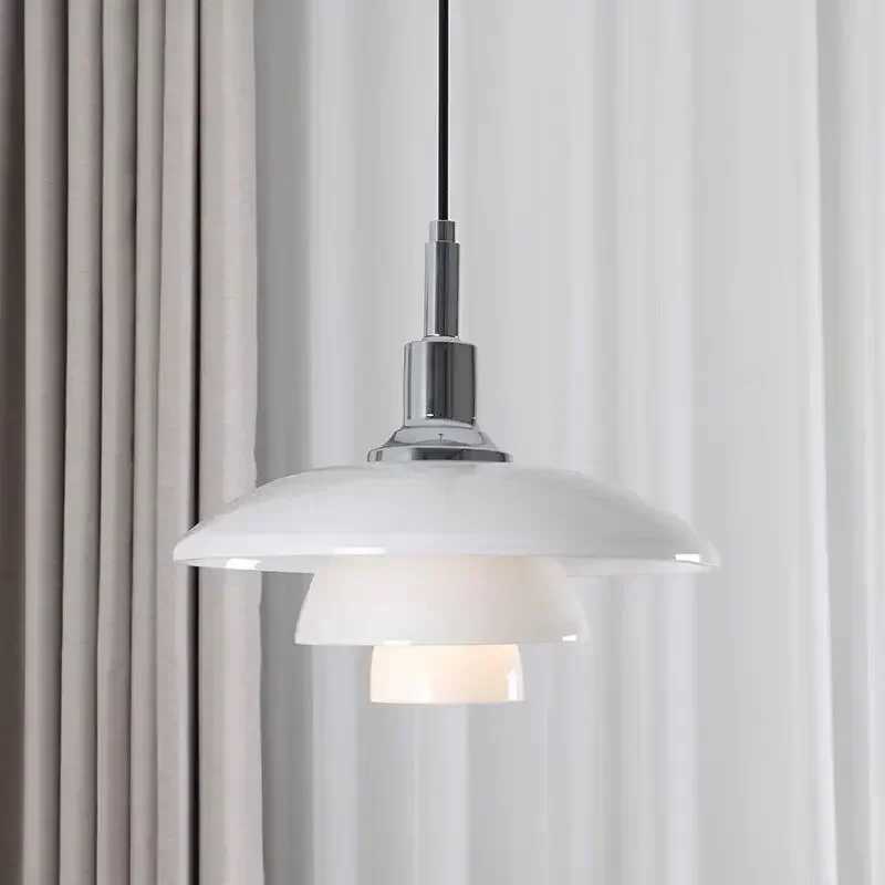 Bauhaus-inspired 3-layer glass LED pendant lamp, a Danish-designed chandelier for bedroom, living, or dining room lighting decor