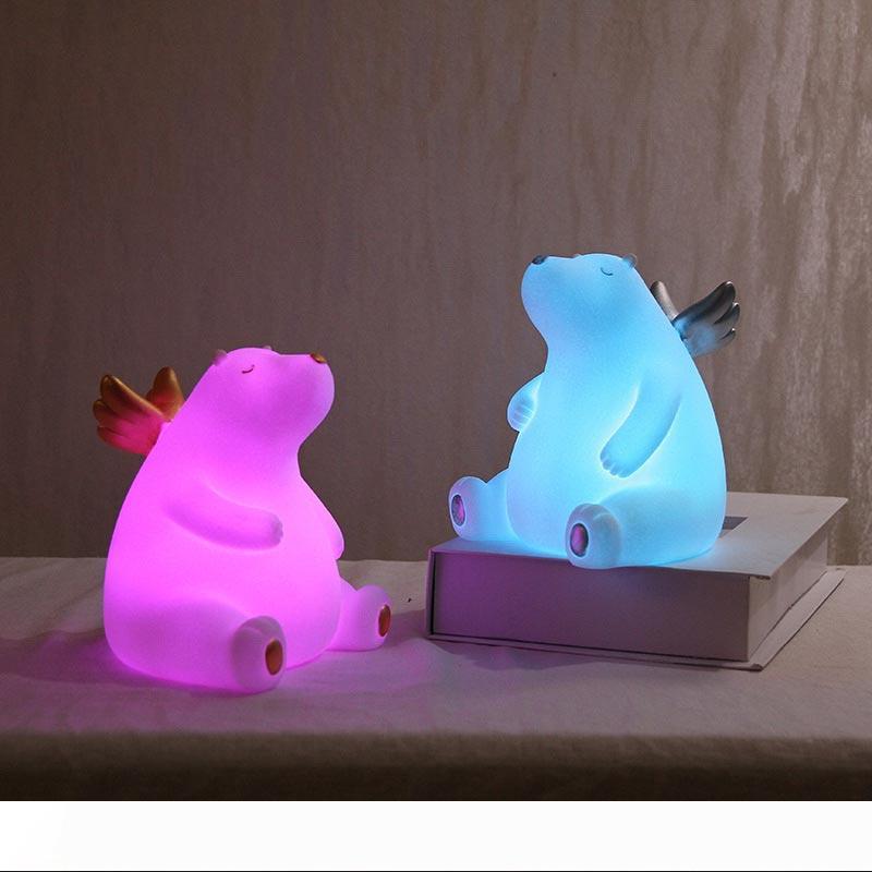 Bear Silicone Night Light for Kids - Cute Colorful Bedroom Lamp, Fun Gift Toy and Stress Reliever 10097
