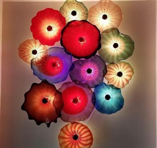 Beautiful handcrafted Murano glass floral wall plates in vibrant colors