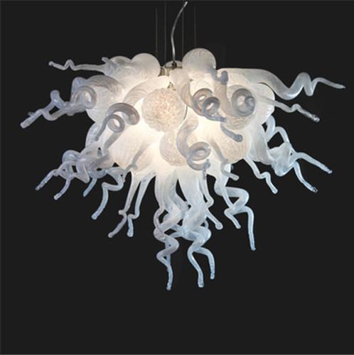 Beautiful heart-shaped white glass chandelier for weddings with LED pendant lighting