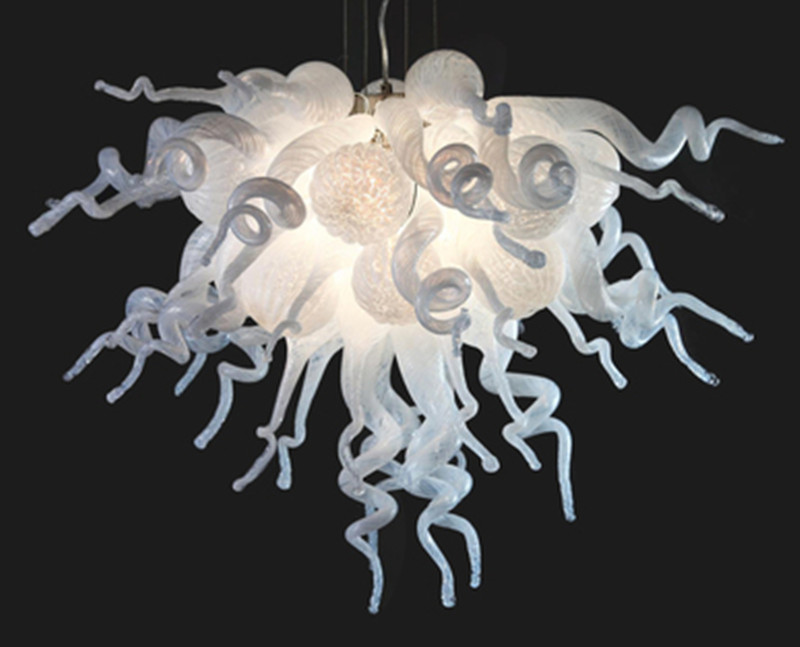 Beautiful white heart-shaped glass chandelier with LED lights for weddings and decor
