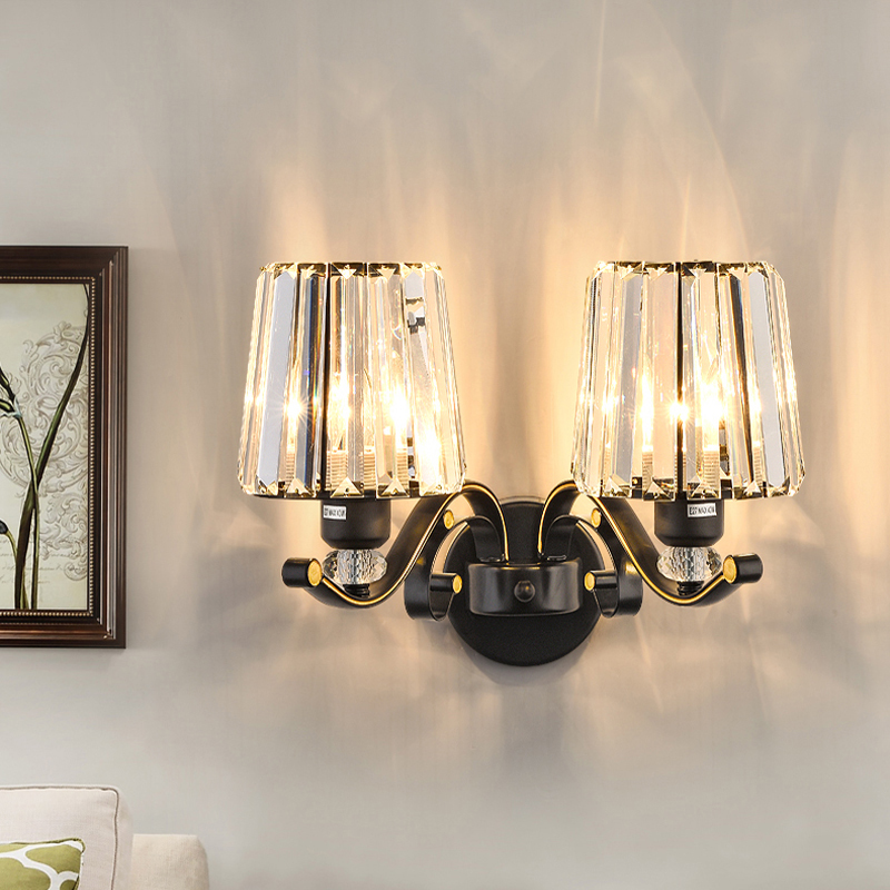 Bedroom Study Wall Lamp Nordic Postmodern Mirror Crystal Wall Light Creative Household Lmps American led Sconce Indoor K9 Crystals Lamps