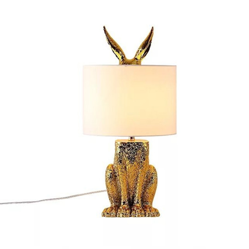Bedside Table Lamp Modern Round Nightstand Lamp with Rabbit Head Retro Industrial Desk Lamp for Bedroom, Office, Study Decorative Lights
