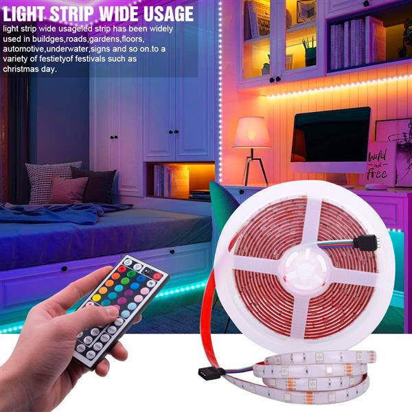 Best Plastic 150-LED 12V-5050RGB IR44 Dimmable Light Strip Set with IR Remote Controller Top-grade material LED Strips(White Lamp Plate)