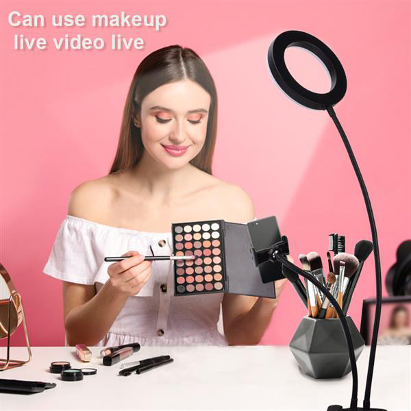 Best-selling 6-inch USB dimmable white clip-on vanity light with phone holder for selfies