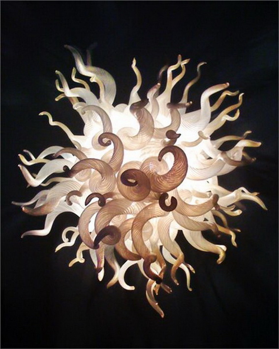 Big House Decoration White Pendant Lights Chihuly Style Hand Blown Murano Glass Balls Chandelier and Pendant Lamp