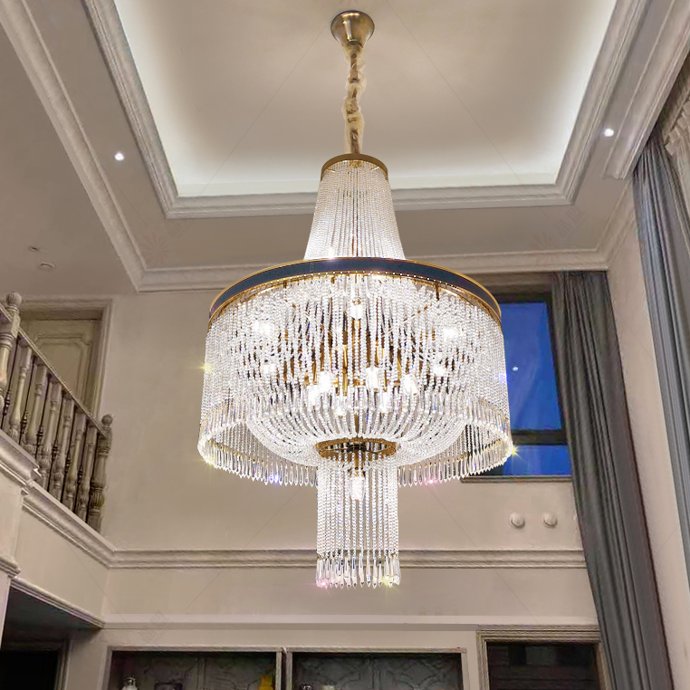 Big Long Modern K9 Crystal Chandeliers LED American Luxury Chandelier Spiral Stair Way Hanging Lamps Hotel Villa Home Indoor Lighting Single / 3 Cir