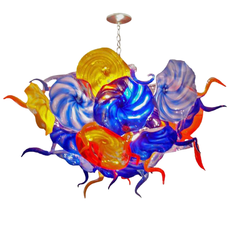Big modern LED chandelier, handcrafted blown glass lighting for living room decor