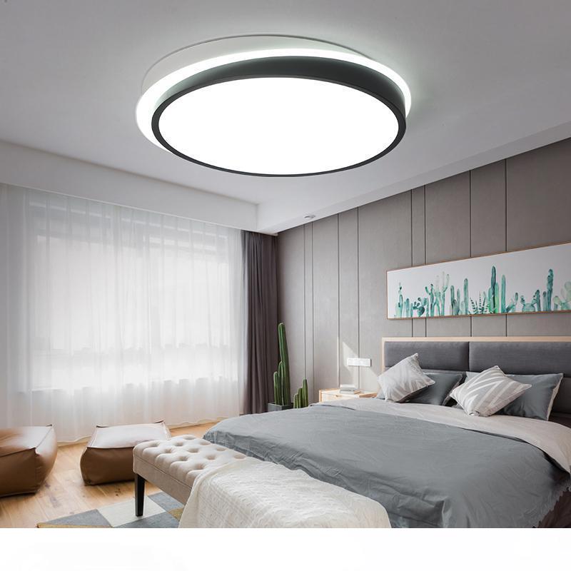 Black and white LED ceiling lighting fixtures for bedroom illumination