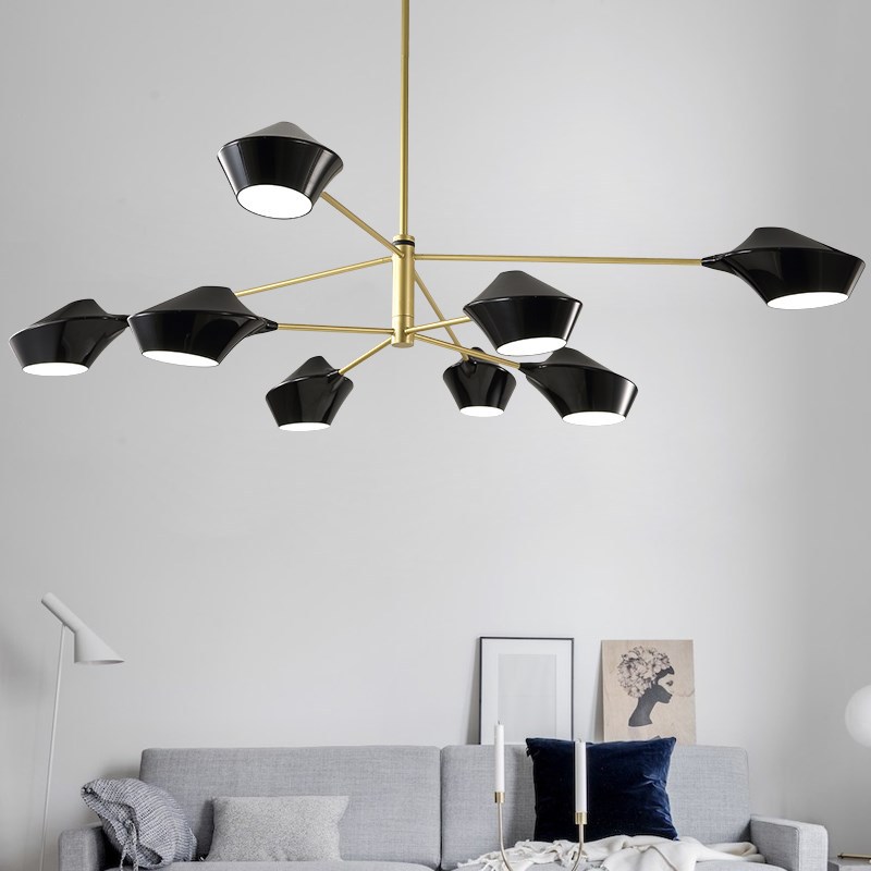 Black and white Nordic-style living room pendant lamp with postmodern chandelier design for creative bedroom or restaurant lighting, 90-265V