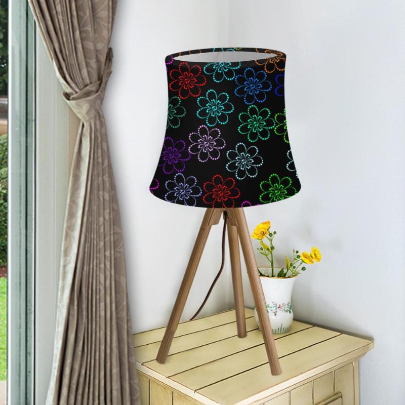 Black floral print lampshade for table or wall, perfect for home decor and bedroom lighting