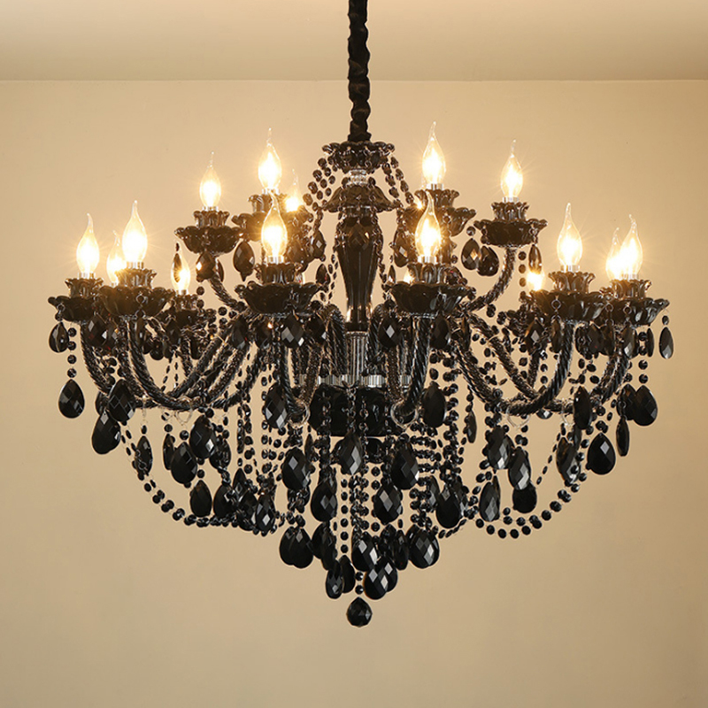 Black Glass Chandelier for Living Room, Crystal Lighting for Dining and Bedroom, Hanging Lamp for Villas, Hotels, and Clothing Stores, Artistic Pendant Lamps