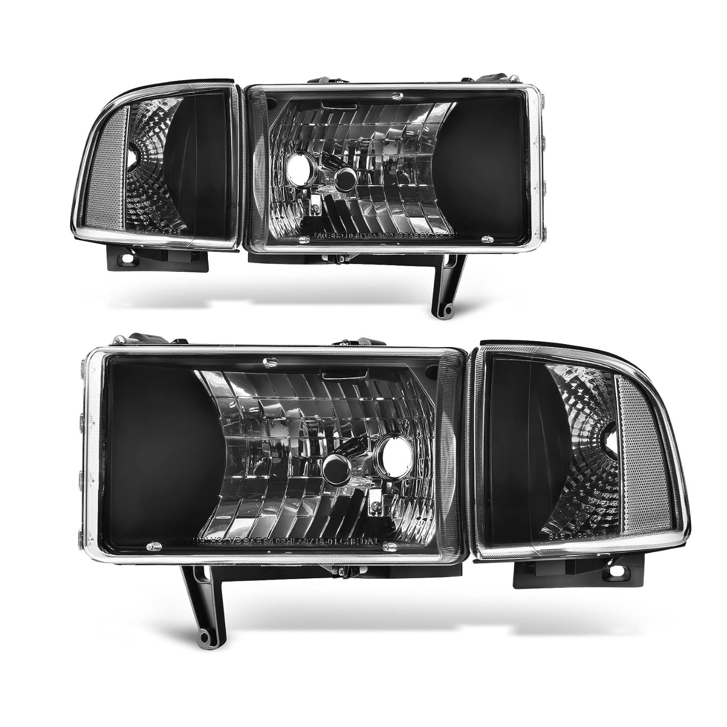Black headlight set for 1994-2002 Dodge Ram trucks 1500/2500/3500 models