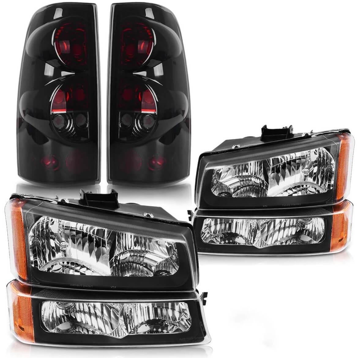 Black headlights and smoked tail lights set for 2003-2006 Chevy Silverado 1500/2500