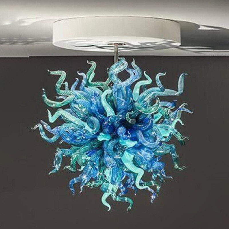 Blue Crystal Chandeliers Lamps 20 Inches Art Deco Hand Blown Glass Chandelier Lights Home Chain LED Pendant Lightings Italy Living Room Light Fixtur

20-inch Art Deco blue crystal chandelier with h...