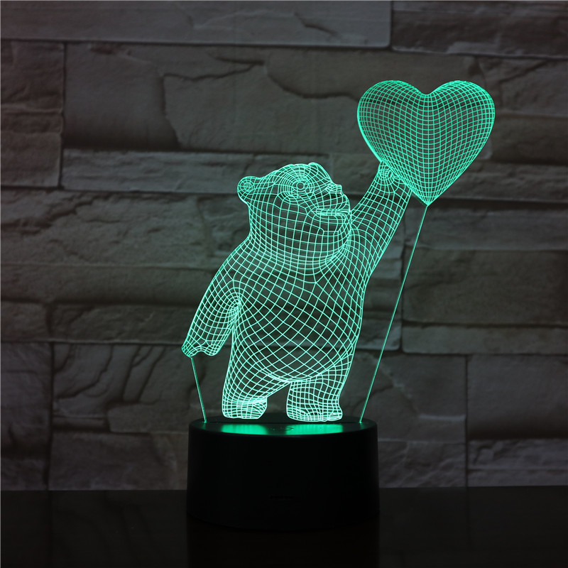Bluetooth Night Light 3D LED Lamp Lighting with RGB Change Color Teddy Heart Bear Table Love Nightlight Novelty Gift on Mother's Day

Rewritten:
Bluetooth-enabled 3D LED night light featuring RGB c...