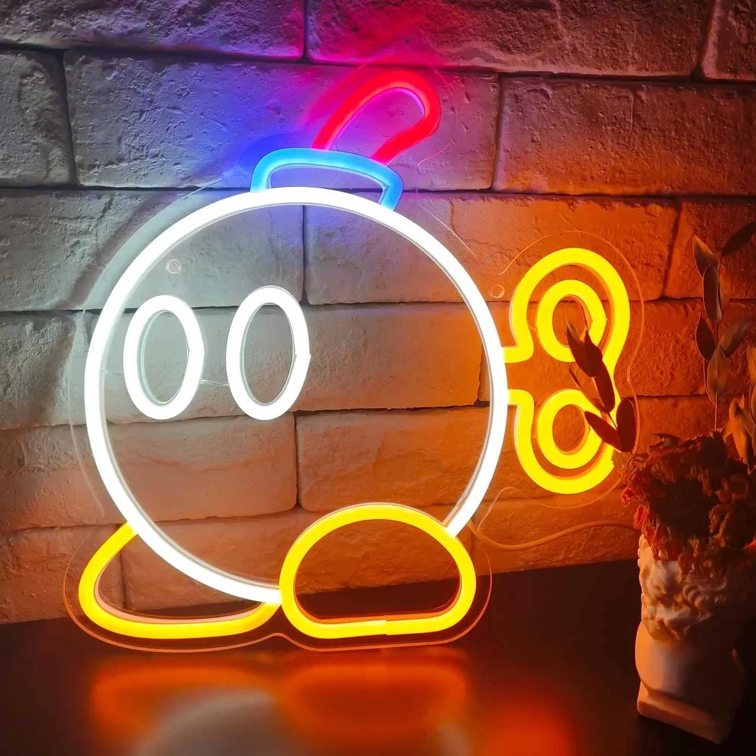 Bob-omb Mario LED neon sign for gaming room wall and desk decor, a perfect gamer gift