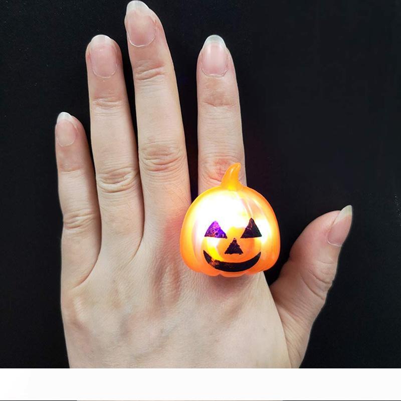 BRELONG 2 Halloween LED Ring Lights featuring Pumpkin Skull Bat designs