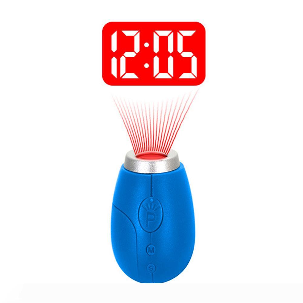 BRELONG Digital projection clock key ring Mini LCD projection clock Night Light Magic Projector Clock Red Blue Black
