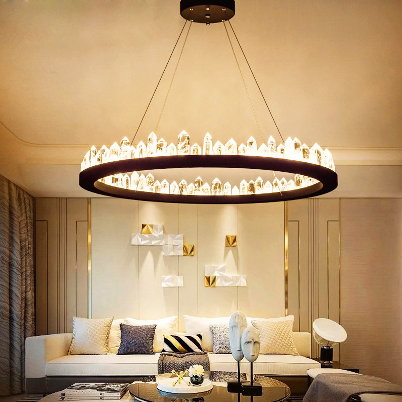 Brief modern black and gold crystal chandeliers for dining rooms and bars, available in 110V and 220V